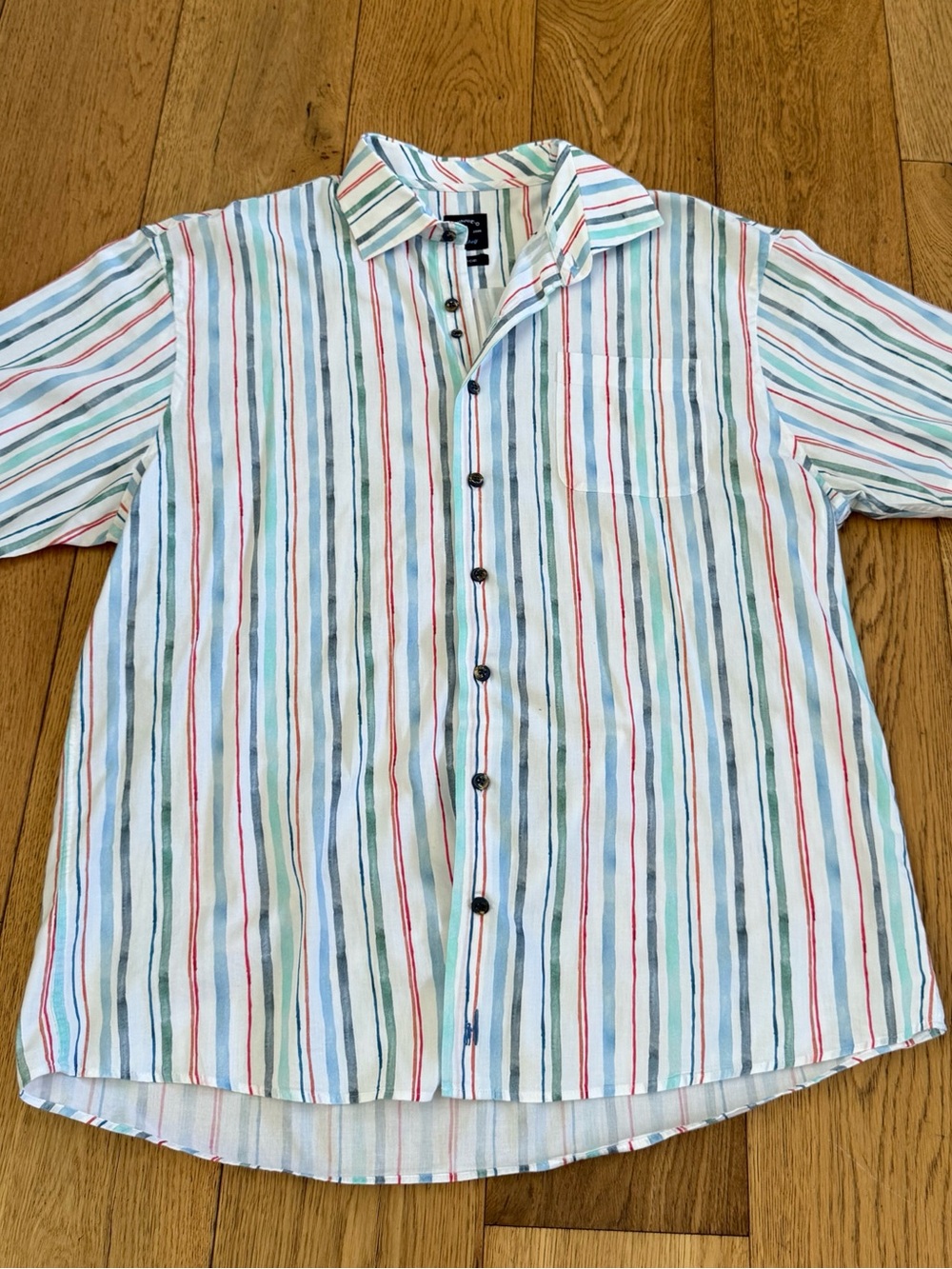 Johnnie-O Top Shelf Button Front Shirt Large Multicolor Stripe Resort Casual